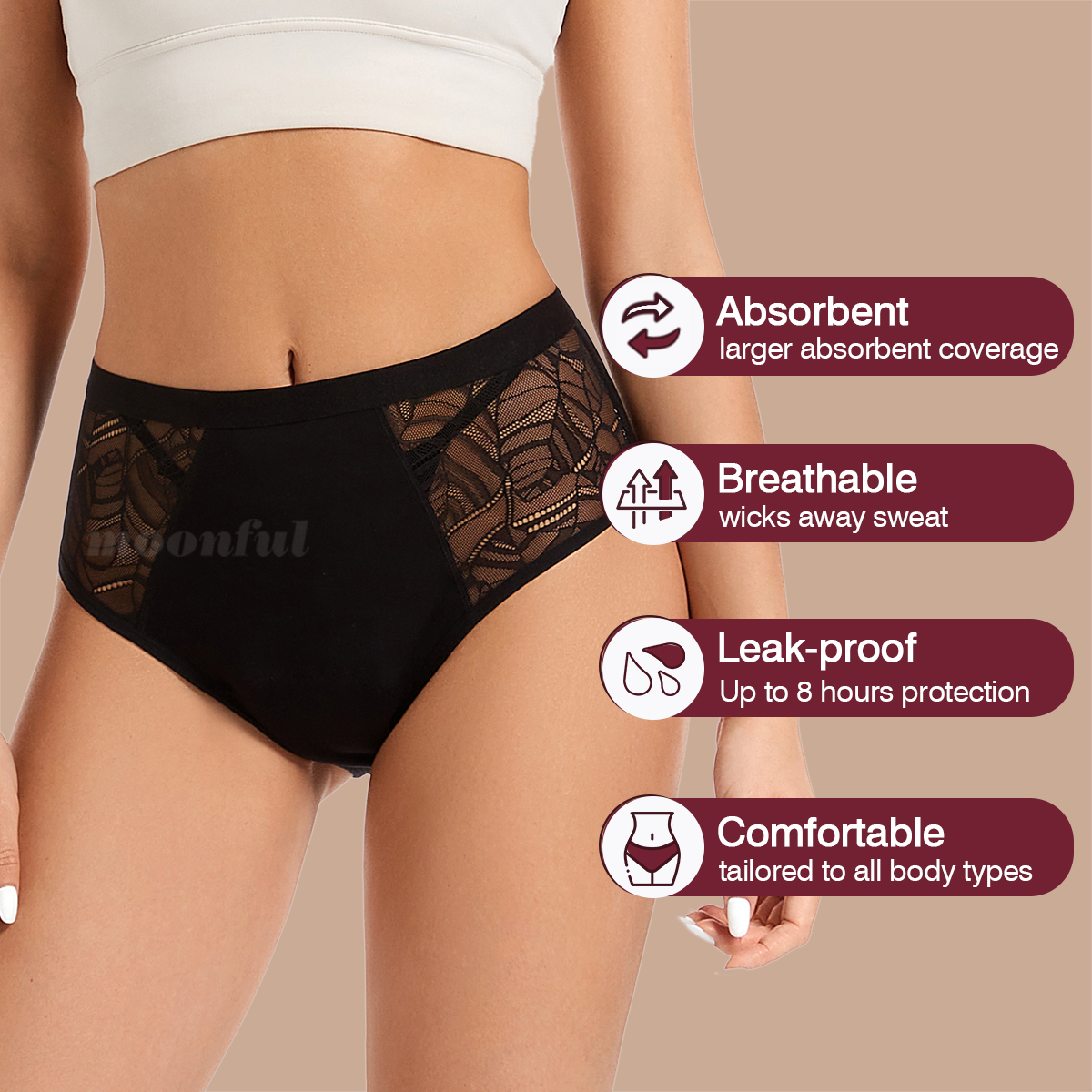 Moonful Women's Menstrual Pant - Period Panty Absorbent recension och pris