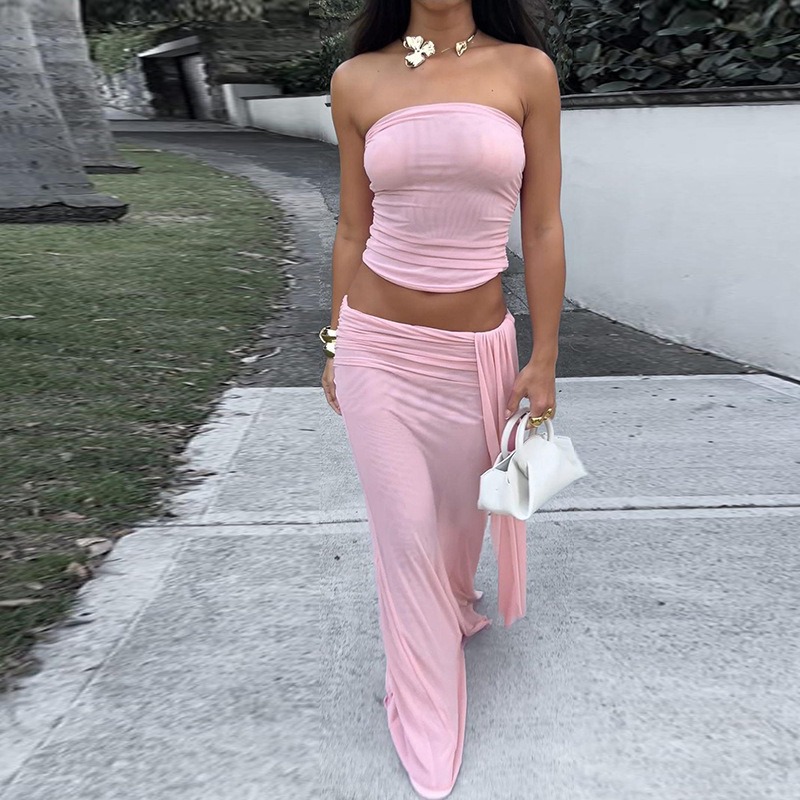 Tuularose Pink Long Dress 2-Pi - Strapless Bra Backless recension och pris