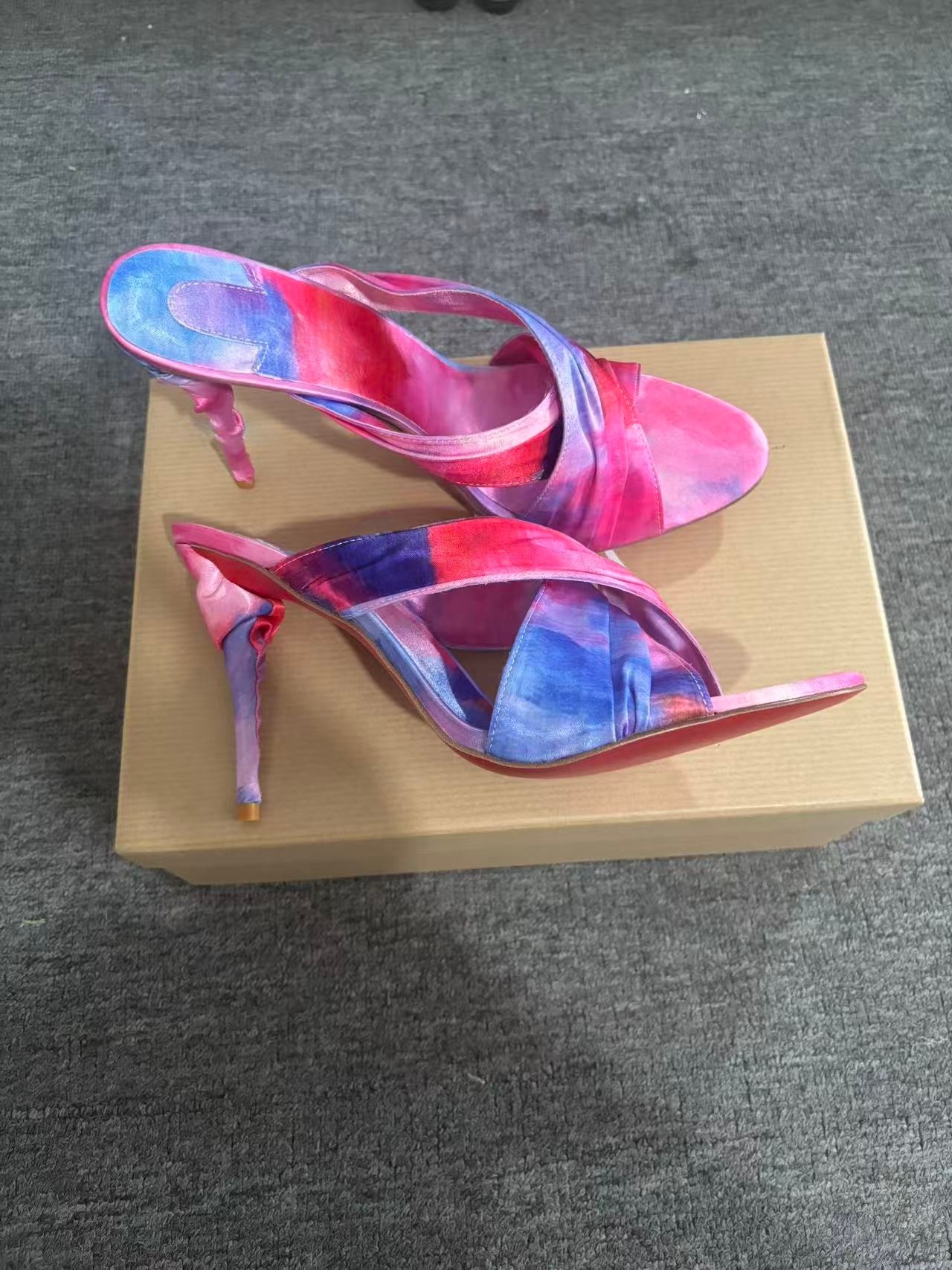 Women's Pink-Blue Tie-Dye Sati - Slip Dress Satin recension och pris