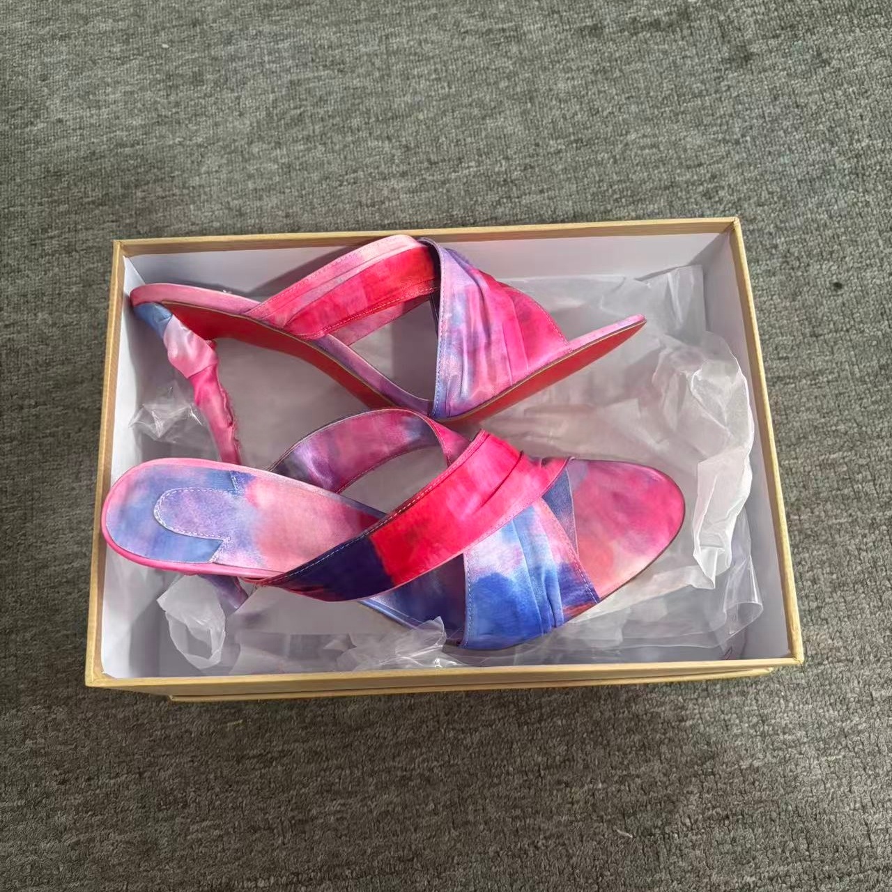 Women's Pink-Blue Tie-Dye Sati - Slip Dress Satin recension och pris