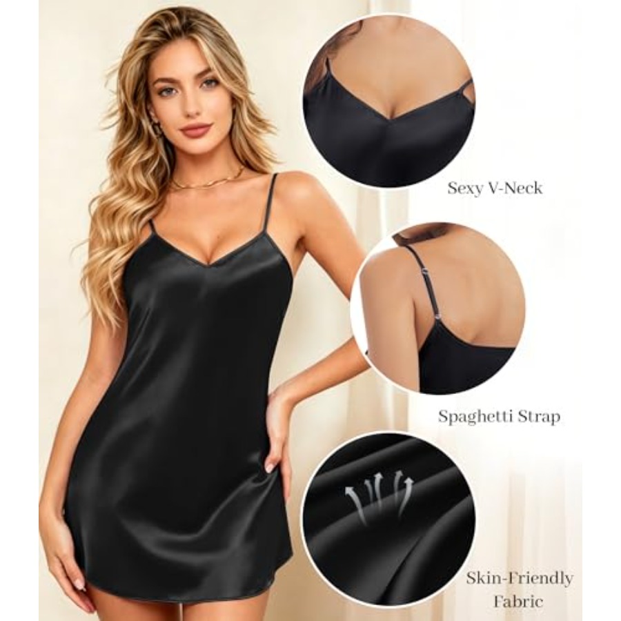 ETOSELL Womens Satin Nightgown - Babydoll Chemise Night recension och pris